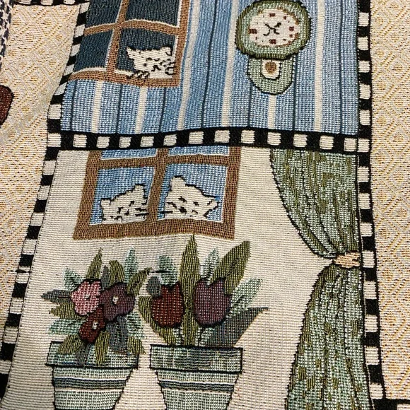 VTG Tapestry Teddy Bear Throw Blanket With Crocheted Edging 🐻 - Picture 3 of 5